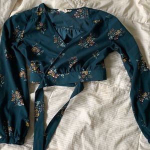 Flower cropped wrap top